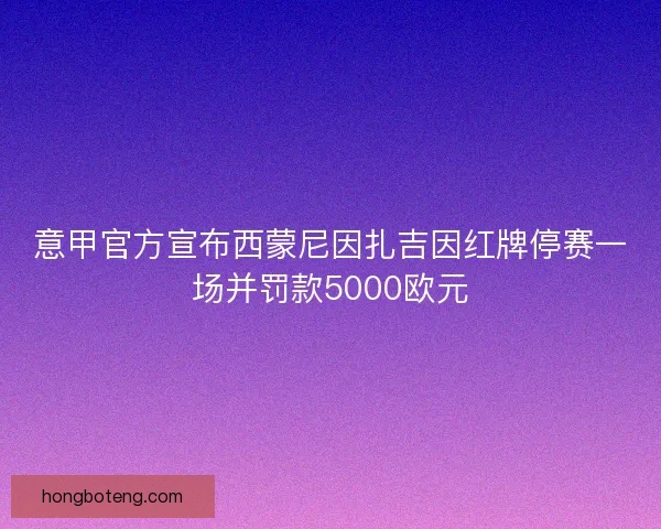 意甲官方宣布西蒙尼因扎吉因红牌停赛一场并罚款5000欧元